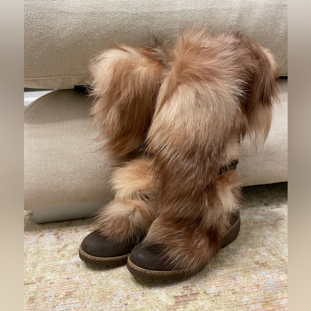 Gorgeous girls italian winter boots leather with real fur size 29 US 12